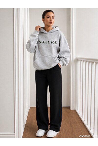 FUFLUNS Nature Printed Men's Hooded Tracksuit Set