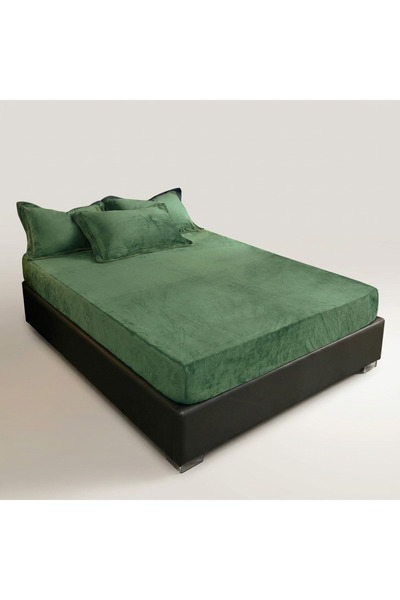 OtherMax Cearșaf cu elastic Catifelat Flanelat Cald Moale 90x200 cm Verde