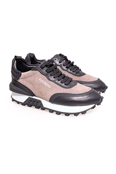 FRANCO CALVANI Black Color Lace-Up Genuine Leather Men's Shoes