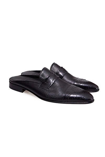 FRANCO CALVANI Black Color Laceless Genuine Leather Men's Half Shoes