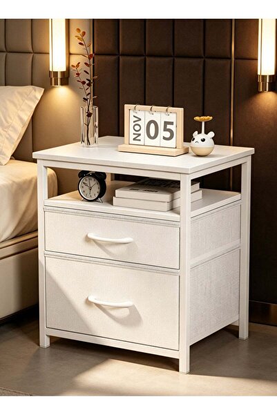 ALIVINGHOME Nightstand with 2 Drawers and 1 Open Shelf, Side Table for Living...