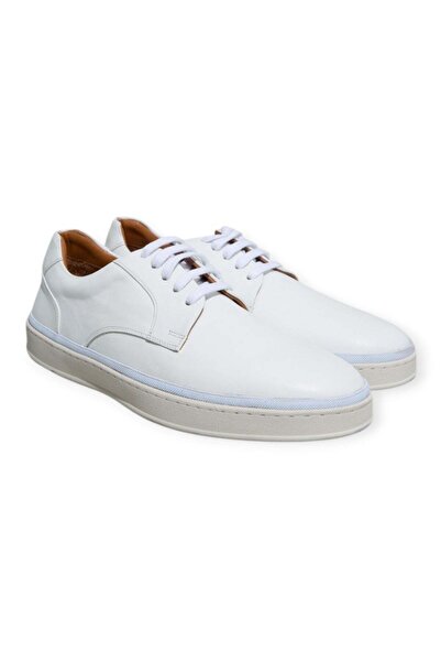 FRANCO CALVANI White Color Lace-Up Genuine Leather Men's Shoes