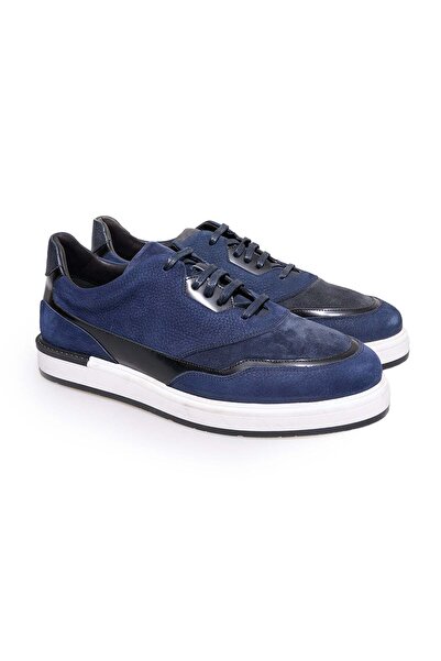 FRANCO CALVANI Dark Blue Color Lace-Up Genuine Leather Men's Shoes