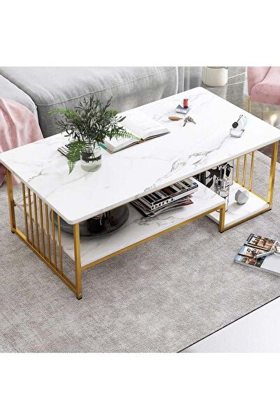 DubaiGallery 2-Tier Modern Upgraded Design Coffee Table with Drawer Storage T...