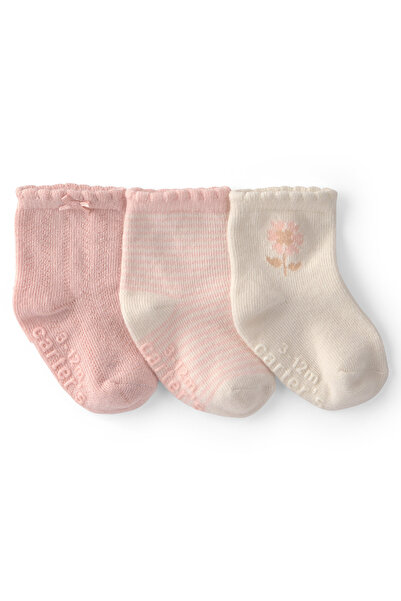 Carter's Kız Bebek 3Lü Çorap Yenidoğan-12-24 Ay Çok Renkli