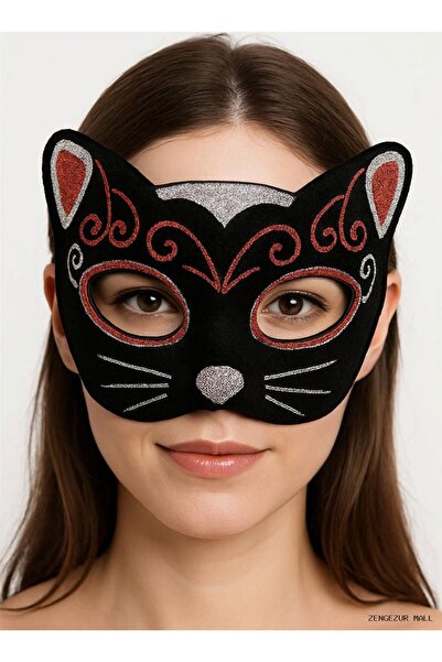 ZERO LAND Zengezur Velvet Textured Glitter Detailed Sparkling Mask Red Silver...