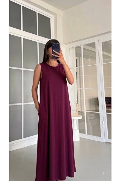 Olbia Women's Plum Sleeveless Long Modal Dress