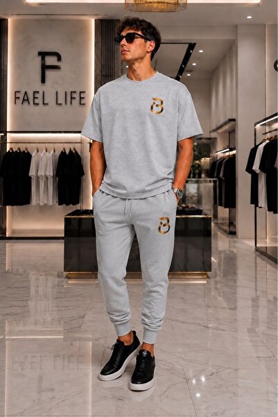 FAEL LİFE Unisex Comfortable Fit T-Shirt and Sweatpants B Printed Set