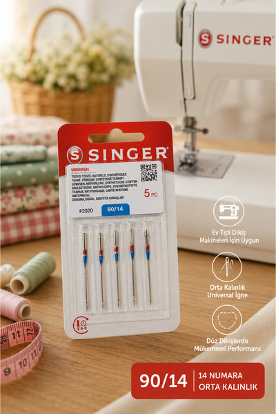 LİVA CRAFT Art & Craft Singer 90/14 Makine İğnesi, Ev Tipi Makine İğnesi, Sin...
