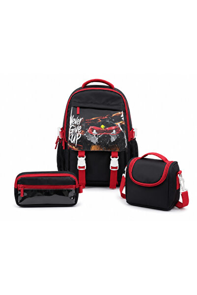 Malkan 3-piece korean style waterproof thick chain backpack lunch bag pencil ...