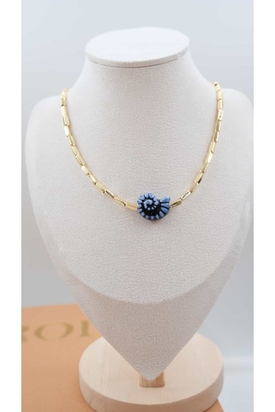 Jerie Colorful Snail Detail Gold Plate Necklace