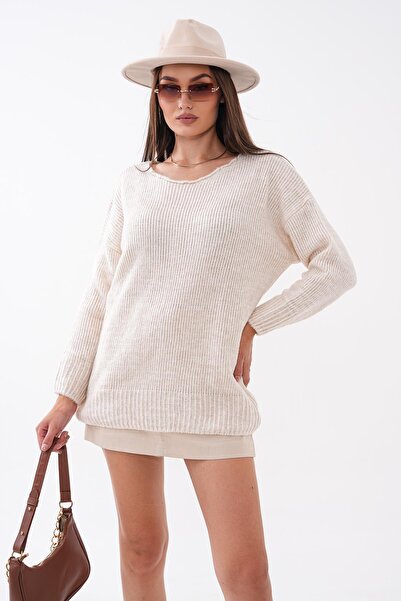 ŞİMAL Women's Seamless Collar Knitted Loose Sweater 265022 -