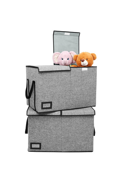 Belle Vous Set of 2 storage boxes, with lid and divider, foldable, toy storag...