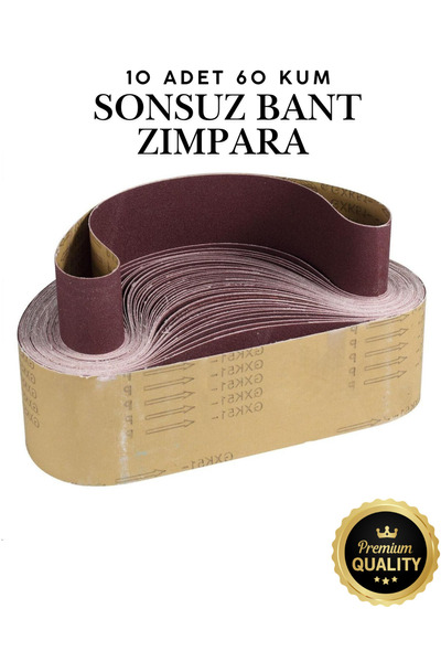 KAYRA LEATHER CRAFT 10 Adet Sonsuz Bant Zımpara Kağıdı 75x533 mm - 60 Kum Tan...