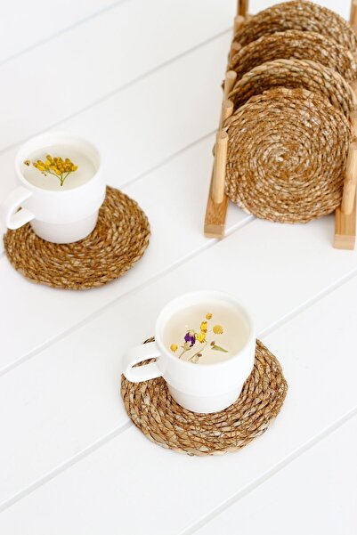Amentes Set of 6 Handmade Wicker Coasters Cup Tea Mug Coasters Wicker Coaster...