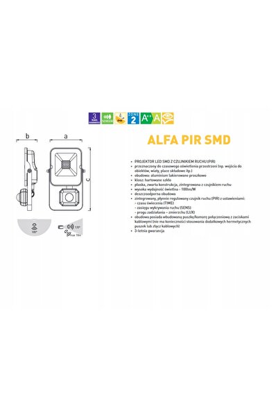 NO BRAND Proiector LED ALFA PIR 20 W NW 2000 lm GXLR053