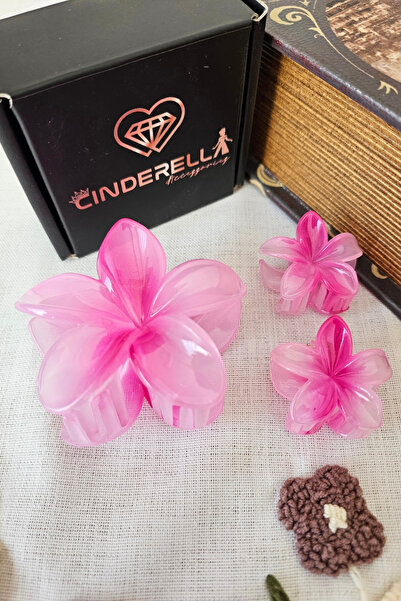Cinderella Set of 3 Pink Fuchsia Tone Lotus Flower Hair Clips - Women's Hawai...