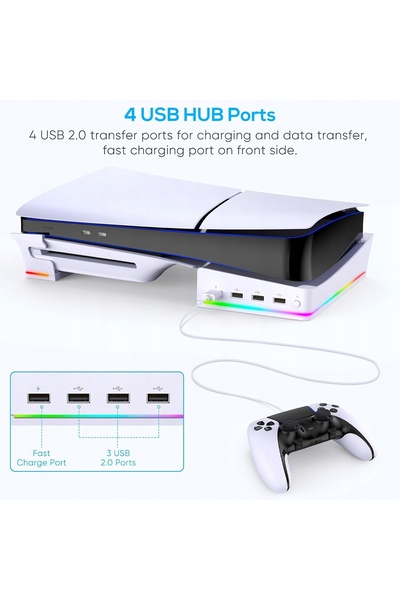 NO BRAND Bază de nivelare cu 4 porturi USB pentru PS5 Slim / PS5 PRO Alb
