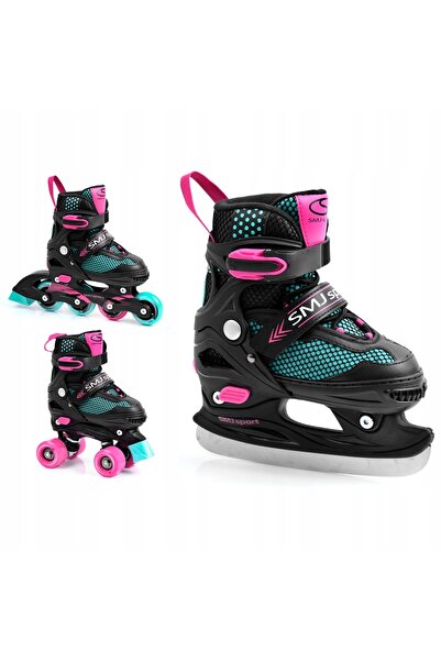 NO BRAND SMJ Skates 3 în 1 role reglabile negru/roz