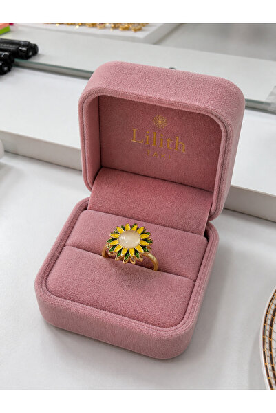 Lilith Takı Women's Stress Ring with Floral Design, Adjustable Ring with Colo...