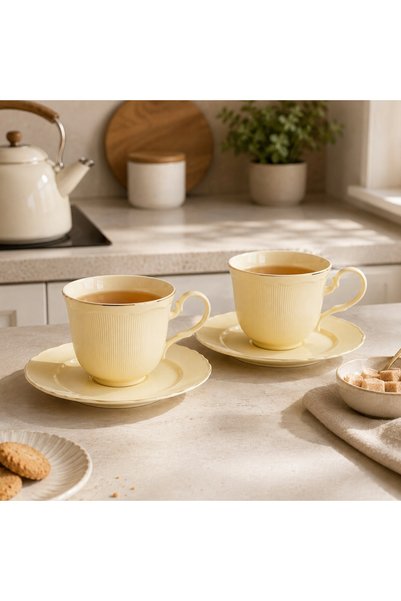 NO BRAND SET DE CĂNI DE PORȚELAN 220 ML PENTRU CAFEA ȘI CEAI, CADOU CU TIPĂNĂ
