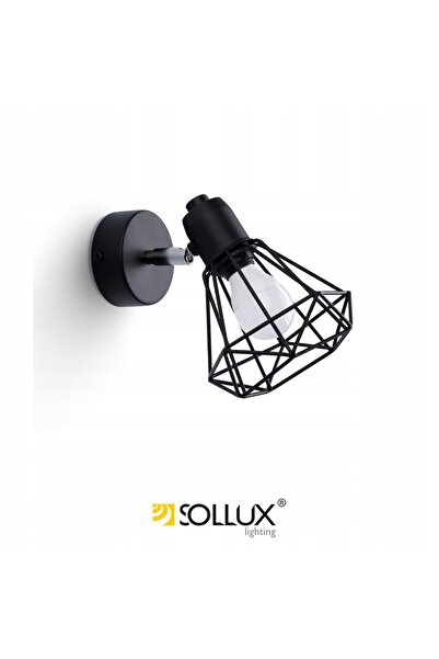 Sollux Lighting Aplică de perete din metal negru, stil industrial, pentru dor...