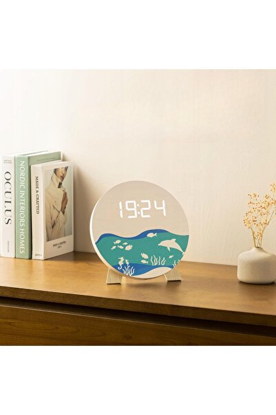NO BRAND CEAS DE MASĂ DIGITAL NAVARIS DIN LEMN 12/24H DESIGN OCEAN USB LED