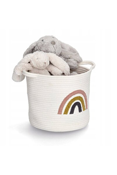 NO BRAND Coș de depozitare Rainbow, bumbac, alb, Ø 32 x 28 cm