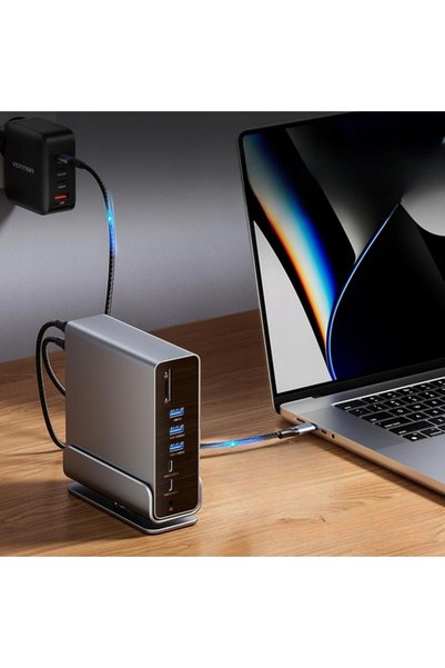 Vention 15-în-1 Hub MST HDMI 4K 60Hz 10Gbps USB RJ45 Audio Stație de andocare...