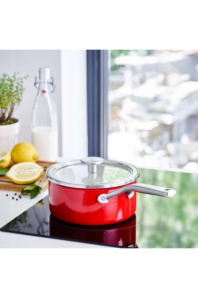 Kitchenaid Oală mică rotundă emailată cu capac, 16cm, emailată pentru inducție