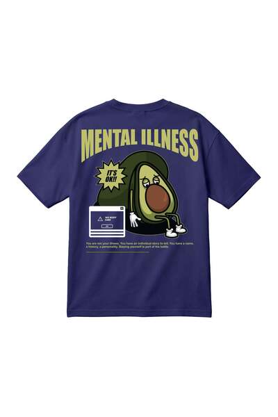 barsdepo Mental Illness Printed Oversize Black Unisex T-Shirt – Avocado