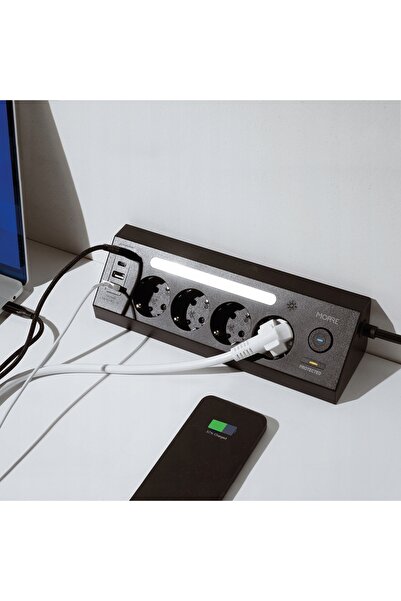 NO BRAND TIROSS MORRE Prelungitor de colț 4 prize 2xUSB 2xUSB Negru