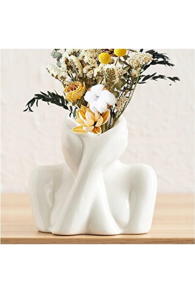 NO BRAND Vază ceramică decorativă în formă de cap pentru flori, decorațiune d...