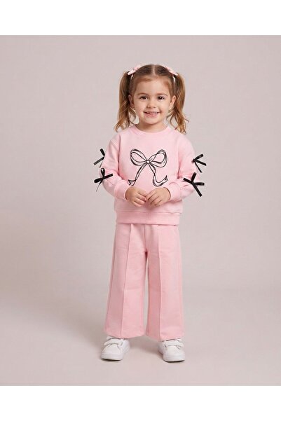 Egelite Girl's Bow Detailed 2-3-4-5 Years Old Stylish 2-Piece Set with Wide-L...