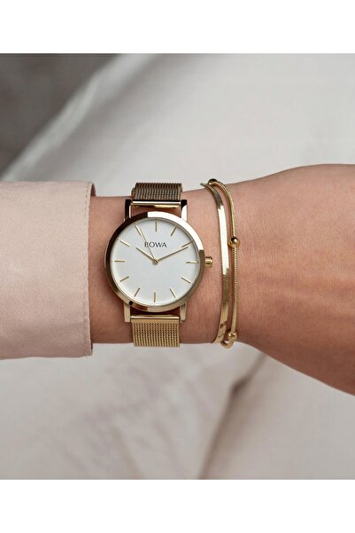 NO BRAND BOWA Tokyo White-Gold Mesh 33 Set cadou (ceas + brățară)