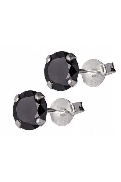 NO BRAND Cercei de damă din argint sterling 925, tip cerc, cu zirconiu negru,...