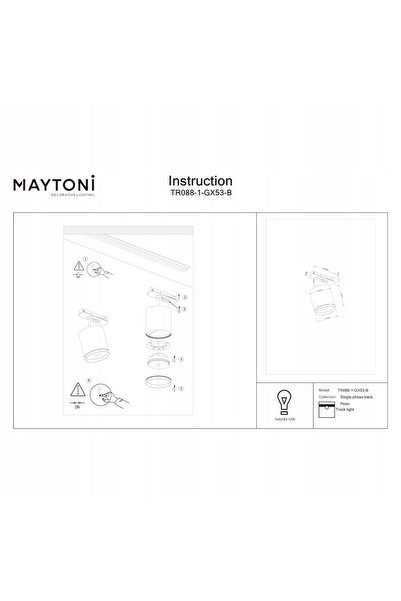 NO BRAND Maytoni POLAR proiector pe șină monofazic negru GX53 1x12W IP20