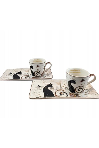 NO BRAND SET DE 2 CEȘTI DE ESPRESSO DE 80 ML CU MOTIV DE PISICI