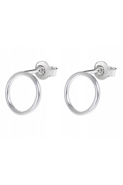 NO BRAND Cercei cerc argintii de 11mm pentru femei, rotunzi, din argint Sterl...