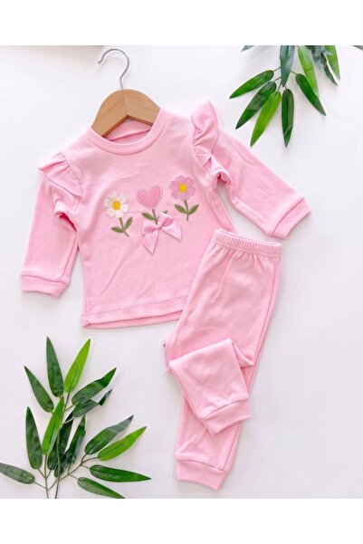 VOY KİDS Baby Girl Seasonal Heart Flower Embroidered Ruffle 3-6-9-12 Months 2...