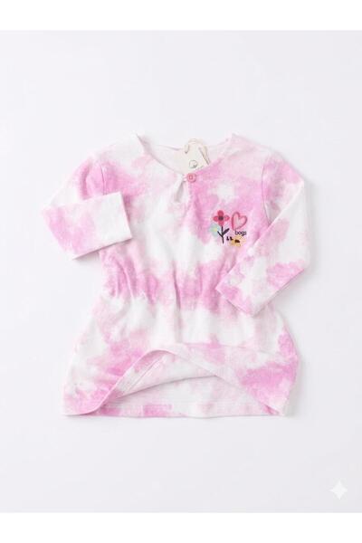 Maison Bebe Tongs Baby Girl Tie Dye Patterned Heart and Flower Embroidered Lo...