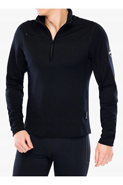 NO BRAND Bluză cu fermoar 1/2 Sensor Merino UP Fleece Short Zip - negru L