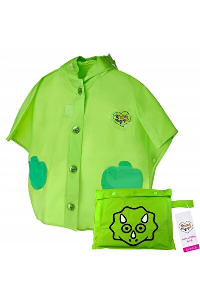 NO BRAND Pelerină de ploaie verde pentru copii, tip poncho, cu mărimea S