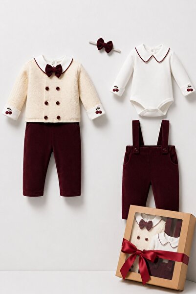 Minytrendy Newborn Baby Boy Premium Velvet Trousers Knitwear Cardigan Set Bab...