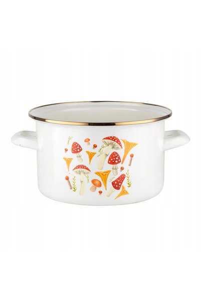 NO BRAND Oală emailată Pleszew Mushroom 22cm 4.8L Inducție Gaz Alb