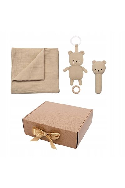 NO BRAND Jabadabado: pătură, cutie muzicală și zornăitoare - set cadou BEIGE ...