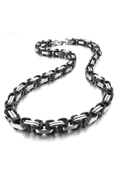 NO BRAND COLIER NEGRU DIN OȚEL CU ÎMPLĂTURĂ REGALĂ 75 CM/8,3MM