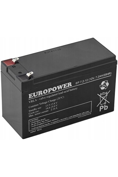 EuroPower Baterie AGM EP 7.2Ah 12V EP7 EP7.2 7-12 Sistem de alarmă centralizat