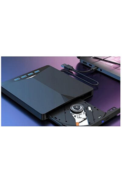 NO BRAND Unitate externă CD/DVD 7-în-1 USB 3.0x4, Cititor de carduri SD/TF, H...