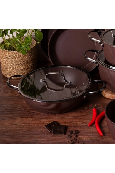 NO BRAND Tigaie antiaderentă de 28 cm, compatibilă cu inducție și gaz, cu cap...